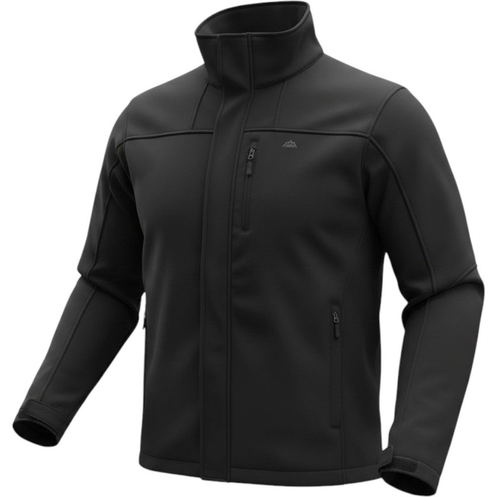 Snozu Performance Mens Softshell Jacket Black Fleece Lined Full Zip Large